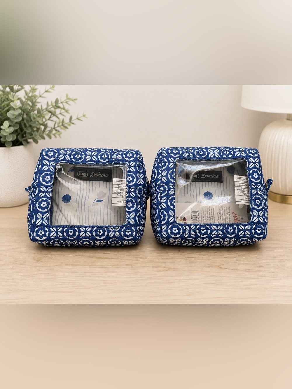 Lug Domino Storage Pouch - 2pc set Tiles FLoral Blue